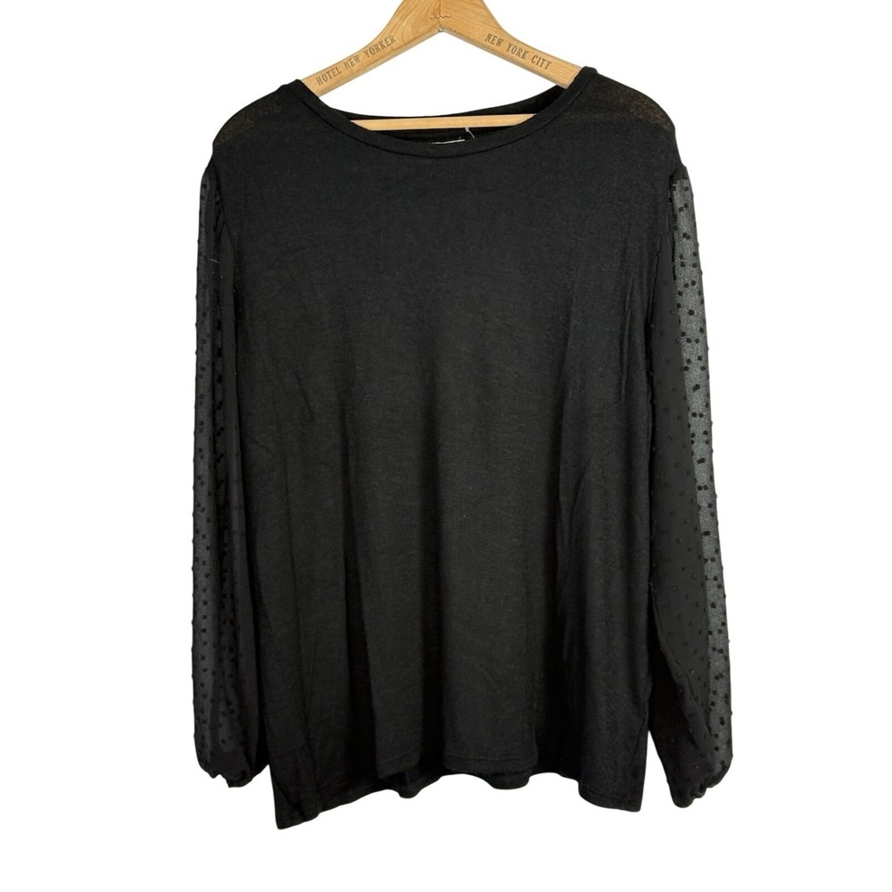Maurices Black Long sheer Sleeve Top Blouse Plus Size 2X